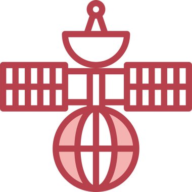 Düz uydu, yayın, radar, alıcı, simge, illüstrasyon sembolü işareti, logo şablonu, vektör, 10 birim