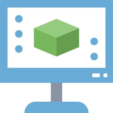 3d modelleme simgesi, vektör illüstrasyonu