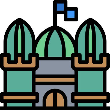 Ortaçağ Kalesi kutsal kişilerin resmi, vektör çizim