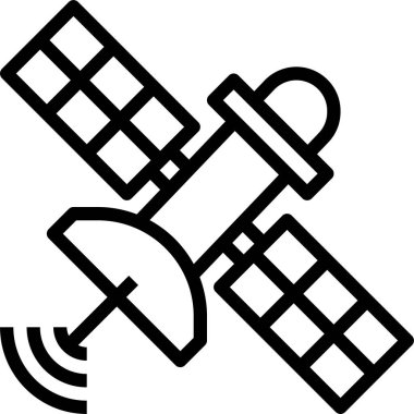 Düz uydu, yayın, radar, alıcı, simge, illüstrasyon sembolü işareti, logo şablonu, vektör, 10 birim