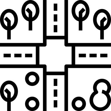 Beyaz arkaplanda kesişen yol simgesi