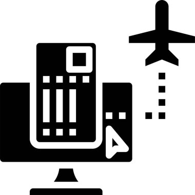 E-bilet simgesi, vektör illüstrasyonu