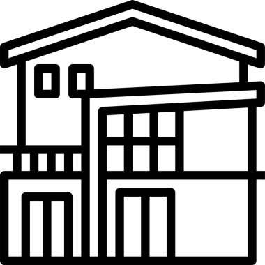 Çift katlı ev simgesi, vektör illüstrasyonu