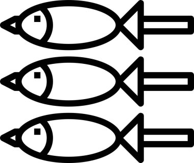 Balık bbq simgesi, vektör illüstrasyonu