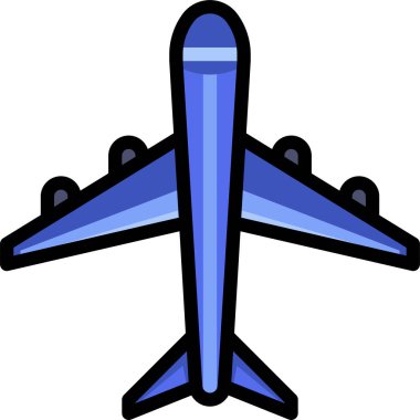 Düzlem simgesi vektörü, katı illüstrasyon, beyaz üzerine izole edilmiş resim