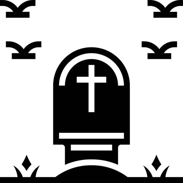Icône Pierre Tombale Monument Mort Halloween Effrayant — Image vectorielle