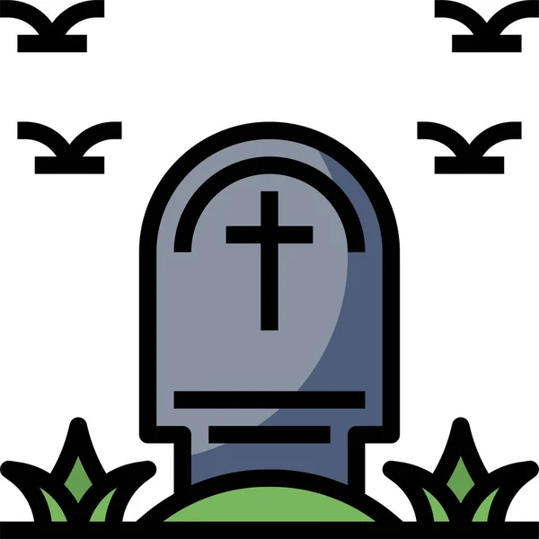 Ikona Hrobového Kamene Památník Mrtvý Halloween Strašidelný — Stockový vektor