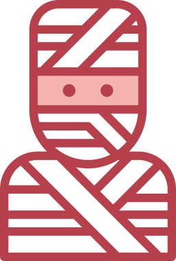 Cadılar Bayramı mumya simgesi. Sargıdan yapılmış korku kostümü. Ekim tatili, ürkütücü canavar. Düz tarzda yalıtılmış vektör çizimi