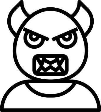 Beyaz arkaplanda vektör şeytan simgesi 