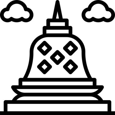 Borobudur tapınak simgesi, vektör illüstrasyonu