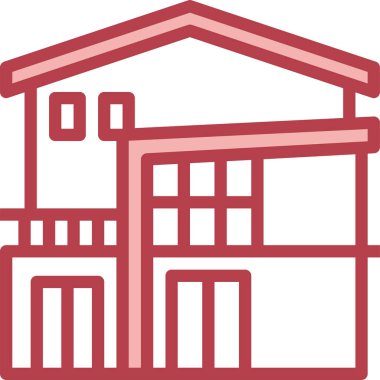 Çift katlı ev simgesi, vektör illüstrasyonu