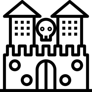 Korku Evi ikonu. Lunapark koleksiyonundan basit bir parça. Web tasarımı, şablonlar, bilgi grafikleri ve daha fazlası için Yaratıcı Korku Evi simgesi