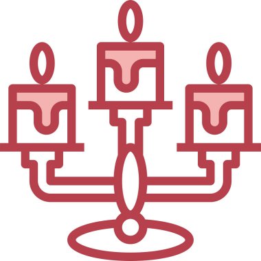 Uygulamalar ve web siteleri için tutucu düz vektör simgesi üzerinde eski moda mumlar, şamdanlar