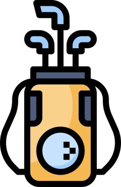 Golf çantası simgesi, vektör illüstrasyonu