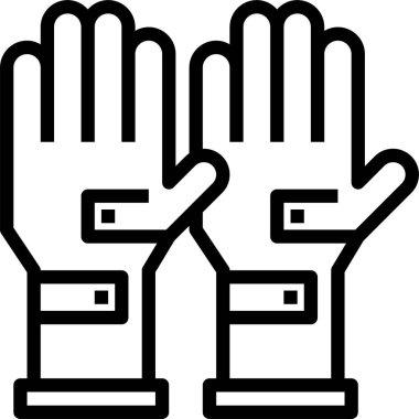 Eldiven çizgisi simgesi, kıyafet konsepti, beyaz arka planda eldivenler, mobil konsept ve web tasarımı için ana hatlı koruyucu eldiven simgesi. Vektör grafikleri