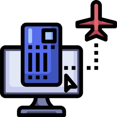 E-bilet simgesi, vektör illüstrasyonu