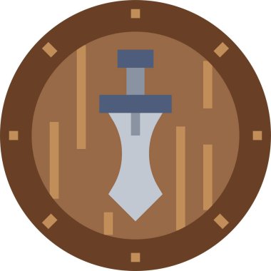 MMORPG oyun konsepti kalkanı ve kılıç vektör illüstrasyonu 