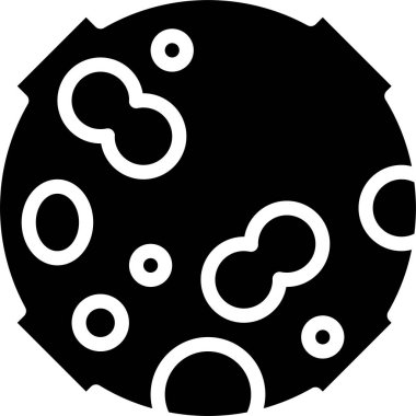 Düz tasarım şeklinde Dolunay simgesi. Gece uzay astronomisi ve doğa ay ikonu. Karanlık arka planda devasa bir vektör. Çizgi film gezegeni ay simgesi.