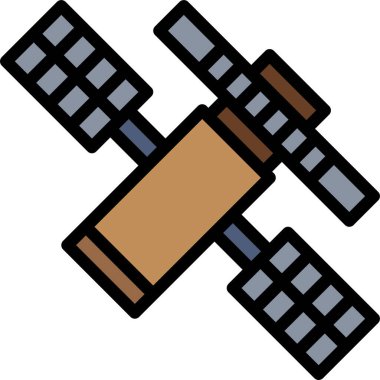 Düz uydu, yayın, radar, alıcı, simge, illüstrasyon sembolü işareti, logo şablonu, vektör, 10 birim