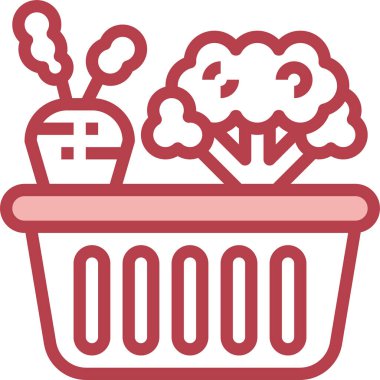 Yemek sepeti simgesi, vektör illüstrasyonu