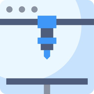 3D yazıcı simgesi. Üretim ve mühendislik endüstrisi teknoloji vektör çizimi