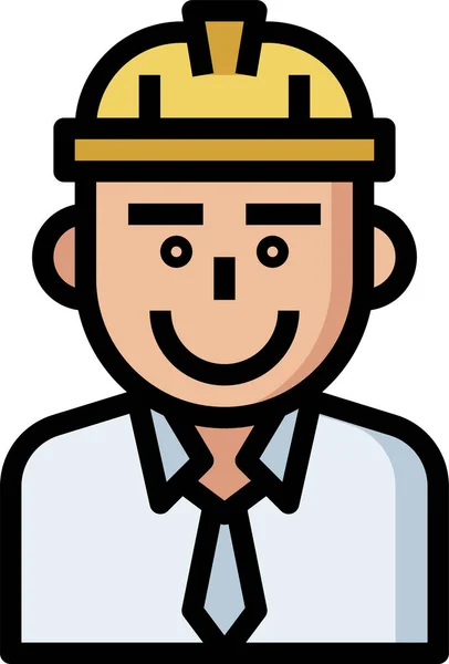 Ingeniero Masculino Una Obra Construcción Ingeniero Avatar Para Adaptarse — Vector de stock