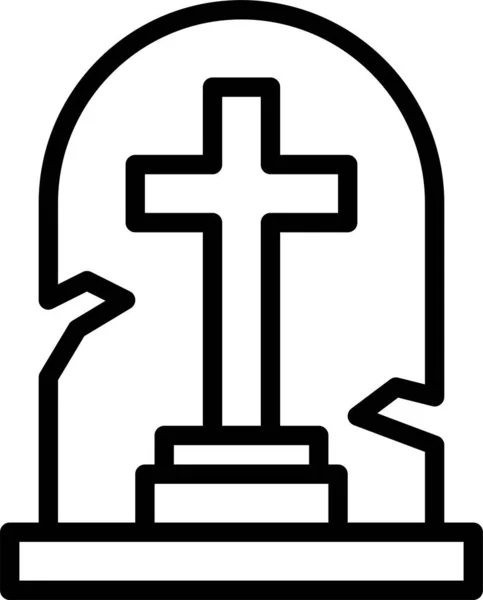 Tomb Stone Icon Monument Dead Halloween Spooky — Stock Vector