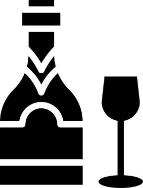 Şampanya ikonu, vektör illüstrasyonu