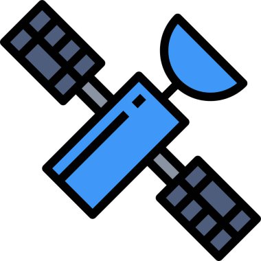 Düz uydu, yayın, radar, alıcı, simge, illüstrasyon sembolü işareti, logo şablonu, vektör, 10 birim