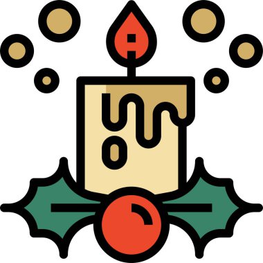 Uygulamalar ve web siteleri için eski moda yanan mum, tutucu düz vektör simgesi üzerindeki şamdan