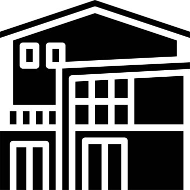 Çift katlı ev simgesi, vektör illüstrasyonu