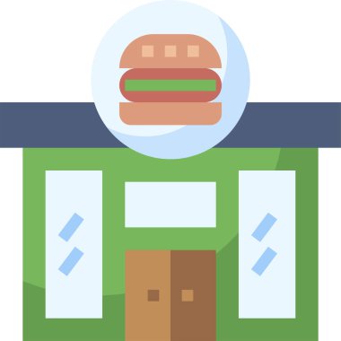 Burger bar simgesi, vektör illüstrasyonu