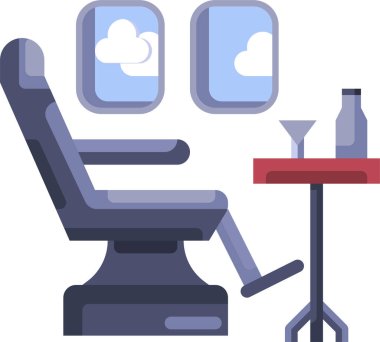 Uçak simgesi ve vektör illüstrasyonunda business class