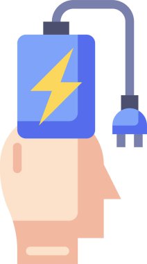 Beyin şarj simgesi, vektör illüstrasyonu