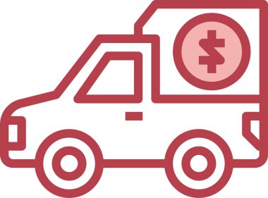 Para simgesi, vektör illüstrasyonlu kamyon