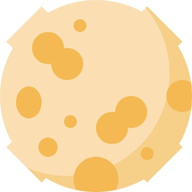 Düz tasarım şeklinde Dolunay simgesi. Gece uzay astronomisi ve doğa ay ikonu. Karanlık arka planda devasa bir vektör. Çizgi film gezegeni ay simgesi.