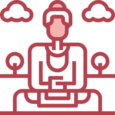 Kamakura ikonunun yüce Buda 'sı, vektör illüstrasyonu