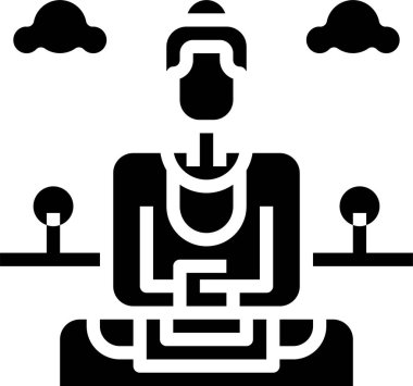 Kamakura ikonunun yüce Buda 'sı, vektör illüstrasyonu