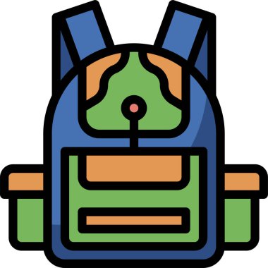 sırt çantası simgesi, vektör illüstrasyonu