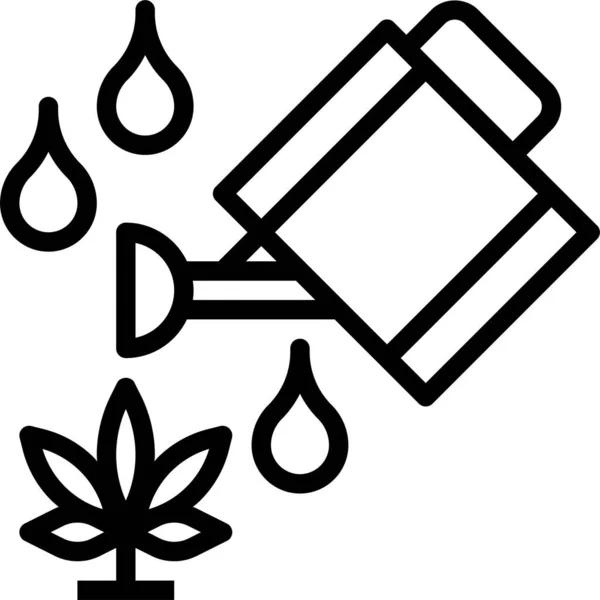 Medicinsk Marijuana Eller Cannabisblad Kan Vattning Ikon Vektor Vattning Marijuana — Stock vektor