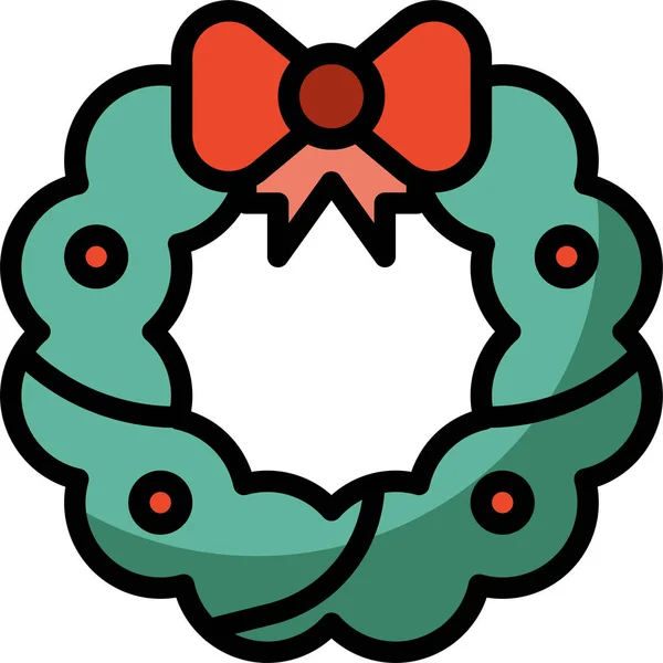 Christmas Wreath Simple Icon Vector Illustration Isolated White Background — Stock Vector