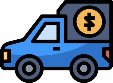 Para simgesi, vektör illüstrasyonlu kamyon