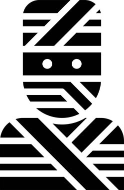 Cadılar Bayramı mumya simgesi. Sargıdan yapılmış korku kostümü. Ekim tatili, ürkütücü canavar. Düz tarzda yalıtılmış vektör çizimi