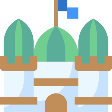 Ortaçağ Kalesi kutsal kişilerin resmi, vektör çizim