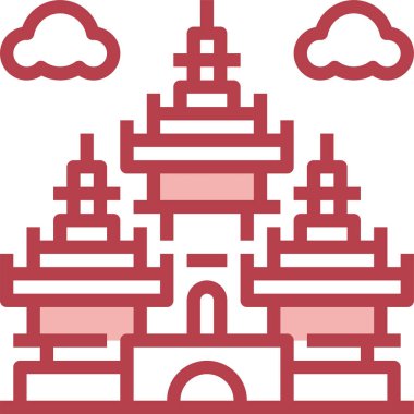 Angkor Wat simgesi, vektör illüstrasyonu 