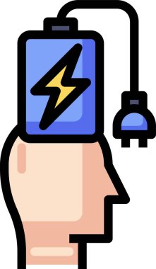 Beyin şarj simgesi, vektör illüstrasyonu