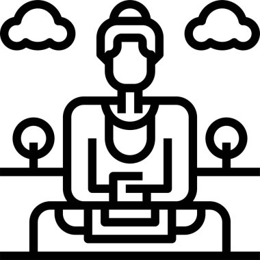 Kamakura ikonunun yüce Buda 'sı, vektör illüstrasyonu