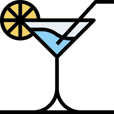 Kokteyl ikonu, alkol sembolü. Web sitesi veya mobil uygulama için modern, basit düz vektör çizimi