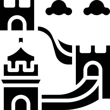 Çin Seddi simgesi, vektör illüstrasyonu