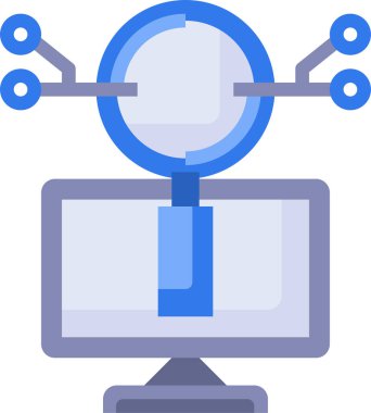 Bilgisayar analiz simgesi, vektör illüstrasyonu